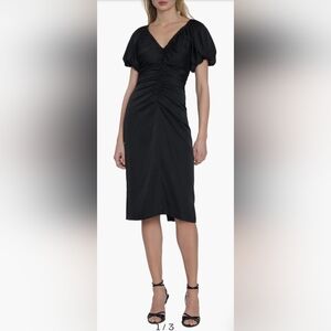 Maggy London Womens Puff Sleeve Below The Knee Women's Dress with Ruching size 0